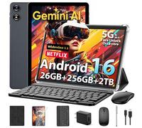 Android Tablet 2026 with Keyboard, Improved Android 16 Tablet with 26GB + 256GB + 2TB, 10 Inch Tablet PC with 8 Cores, Gemini AI, WiFi, 8000mAh, GMS, GPS, 2-in-1 Tablet with Case