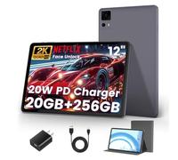 Android Tablet, T616 Octa-Core Tablet 12 inch, Large Android Tablet with 2K Display, Fast Charger and 20W Case, 20GB RAM, 256GB ROM, 1TB Expansion, 8000mAh, Dual Wi-Fi
