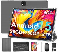 Android Tablet with Keyboard, 2026 Android 15 Tablet 10 inch 26GB+256GB+2TB Expansion Tablet Electronic Tablet with Gemini 8 Core 8000mAh 5G WiFi GMS 2 in 1 Tablet with Case/Mouse/Pencil