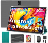Android Tablet with Keyboard, 2026 Android 15 Tablet 10 inch 26GB+256GB+2TB Expansion Tablet Electronic Tablet with Gemini 8 Core 8000mAh 5G WiFi GMS 2 in 1 Tablet with Case/Mouse/Pencil