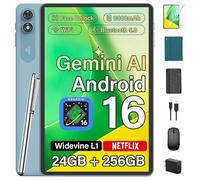 Android Tablet with Keyboard, 2026 Upgraded Android 16 tablet with 24GB+256GB+2TB Expand, 10 inch Tablet PC with 8-Core, Gemini AI, WiFi, 8000mAh, GPS, 2-in-1 Tablet with Case/Mouse/Stylus(Green Case)