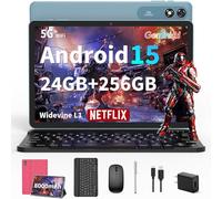 Android Tablet with Keyboard, 2026 Upgraded Android 16 tablet with 24GB+256GB+2TB Expand, 10 inch Tablet PC with 8-Core, Gemini AI, WiFi, 8000mAh, GPS, 2-in-1 Tablet with Case/Mouse/Stylus(Pink Case)