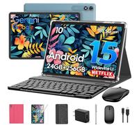 Android Tablet with Keyboard, 2026 Upgraded Android 16 tablet with 24GB+256GB+2TB Expand, 10 inch Tablet PC with 8-Core, Gemini AI, WiFi, 8000mAh, GPS, 2-in-1 Tablet with Case/Mouse/Stylus(Pink Case)