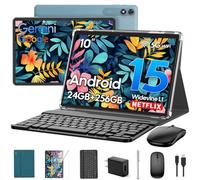 Android Tablet with Keyboard, 2026 Upgraded Android 16 tablet with 24GB+256GB+2TB Expand, 10 inch Tablet PC with 8-Core, Gemini AI, WiFi, 8000mAh, GPS, 2-in-1 Tablet with Case/Mouse/Stylus(Green Case)