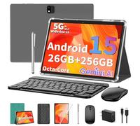 Android Tablet with Keyboard, Android 15 Tablet 10 inch, 26GB+256GB+2TB Expand, 2-in-1 Tablets with 8-Core, 5G WiFi, 8000mAh, BT5.0, GMS, GPS, Gemini AI, Tablets PC with Mouse, Case, Stylus(Green)