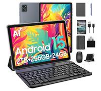 Android Tablets 10 Inch Tablet - Gemini AI Android 15 Tablets, 24GB RAM + 256GB ROM (2TB TF), Widevine L1, FHD, WiFi 6, BT5.0, GPS, Tablet with Keyboard, Case and Pen, 8MP AI Camera, 2 Years Warranty