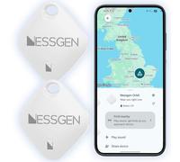 Android Tracker Tags (2-Pack) - Works with Google Find My Device | Bluetooth Smart Tag for Keys, Wallet, Pets, Luggage, Bike & Bags | Android-Only Item Locator with Free Case's & Spare Battery | White