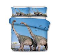 Andrui Bedding Set 3D Dinosaur Print Kids Duvet Cover Set Single Size Multi Color Cartoon Children Boys Girls Bedding Cover Sets Zipper Closure