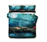 Andrui Bedding Set 3D Forest Mystical Fairytale Fantasy Design Multicolor Duvet/Quilt Cover and Pillowcases King Bedding Sets Zipper Closure Easy Care