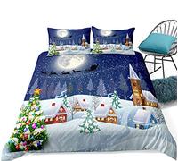 Andrui Bedding Set Christmas Tree Santa Claus Xmas Reindeer Snowman Pattern Kids Boys Girls Teen Men Woman (Style 6#, King)