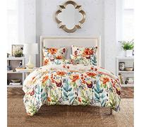 Andrui Duvet Cover Set Colored Flowers Bedding Sets Pastoral Printed Floral Pillowcases Duvet Cover Set with Zipper Closure Non-Iron - Double Size 200x200cm