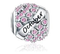 Andska Birthstone charm Fit Pandora Sterling Silver S925 Bead For European Bracelet birthday (October)
