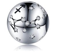 Andska Constellation Zodiac Round Charm Genuine S925 Sterling silver Fit Pandora Bracelet Beads Jewellery Astrological Star Signs Symbol Gemini, Cancer, Leo, Virgo, Libra, Scorpio, Sagittarius, Capricorn, Aquarius, Pisces, Aries, Taurus