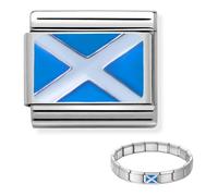 Andska Flag Charms Fit Italian Style Link Bracelet 9 mm Stainless Steel Classic Stretch Modular Bracelets (Scottish)