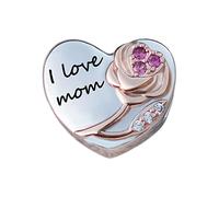 Andska Gold Rose Charm Love Heart Pink Zircons Genuine S925 Sterling Silver Bead Fit Pandora And European Snake Chain Bracelet (I love mom)