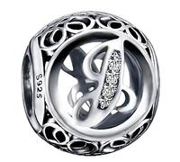 Andska Letter Charm Alphabet S925 Genuine Sterling Silver Fit Pandora Clear Cubic Zirconia Bead For European Snake Chain Bracelet Necklace Initial Letters A-Z (Letter J)
