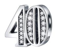 Andska Number Birthday Charm bead S925 Sterling Silver Fit Pandora Snake Chain Bracelet 16th 18th 21st 30th 40th 50th 60th (Number 40)