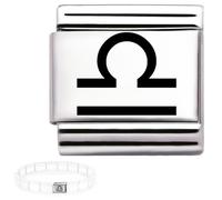 Andska Zodiac Charm for Italian Bracelet 9mm Steel Horoscope Star Sign Link Aries Taurus Gemini Cancer Leo Virgo Libra Scorpio Sagittarius Capricorn Aquarius Pisces (Libra charm)