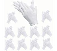 ANDSTON 48 Pcs White Gloves, 24 Pairs Soft Cotton Gloves, Coin Jewelry Silver Inspection Gloves, Stretchable Lining Glove, Medium Size