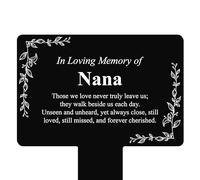 AndStone Nana Memorial Plaque Stake - Acrylic, Weatherproof, Suitable for Outdoor Use, Grave Tribute, Remembrance Marker, Plant Memorial (Black With White Text)