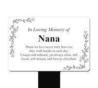AndStone Nana Memorial Plaque Stake - Acrylic, Weatherproof, Suitable for Outdoor Use, Grave Tribute, Remembrance Marker, Plant Memorial (White With Black Text)