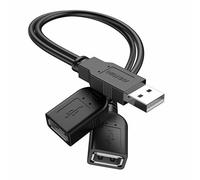 ANDTOBO USB 1 to 2 Splitter, USB Splitter Cable 2.0 1 Male to 2 Female Power Cord Extension Hub Adapter, Male Cable with Two Female Adapters Suitable for PC/Car/Laptop/U Disk, etc