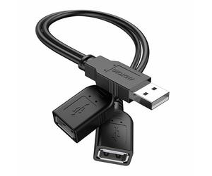 ANDTOBO USB 1 to 2 Splitter, USB Splitter Cable 2.0 1 Male to 2 Female Power Cord Extension Hub Adapter, Male Cable with Two Female Adapters Suitable for PC/Car/Laptop/U Disk, etc