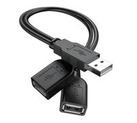 ANDTOBO USB 2.0 A Male to 2 Dual USB Female Jack Y Splitter Hub Power Cord Extension Adapter Cable