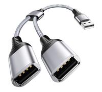 ANDTOBO USB Splitter 2 Ports, USB Hub a Male to Dual Female Power Extension Adapter, 1 Male Cable with 2 Female for Laptop, PS4, PS5, Xbox, MacBook, Desktops, PC, Mouse