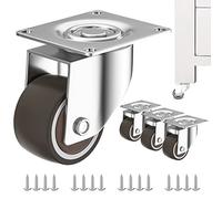 ANDUTEES 1 inch Caster Wheels Set of 4, Low Profile Wheels for Furniture, No Noise Mini Swivel Rubber Casters, with 360 Degree Top Plate for Small Furniture