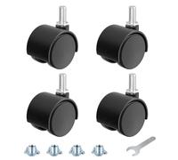 ANDUTEES Stem Casters, 1.5 Inch Furniture Casters Set of 4, Threaded Stem Diameter 5/16" Plastic Caster Wheels, Black Swivel Small Castors with T-Nuts, for Table, Cabinet, Storage Rack