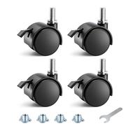 ANDUTEES Stem Casters, 1.5 Inch Furniture Casters Set of 4, Threaded Stem Diameter 5/16" Plastic Locking Caster Wheels, Black Swivel Small Castors with T-Nuts, for Table, Cabinet, Storage Rack