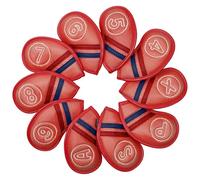 Andux 10Pack Mesh Golf Irons Club Head Covers with Hook & Loop Closure MT/S21 (Red)