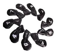 Andux 10Pack PU Golf Irons Club Head Covers with Number on both Sides Black MT/PU02