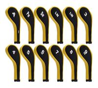 Andux 12pcs/Set Golf Iron Club Head Covers Long Neck Black/yellow