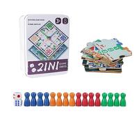 Andux 3-in-1 Flying Chess Game Set Jigsaw Chessboard Interactive Game in a Storage Tin THYX-01 (Flying Chess+Snake Chess+Jigsaw Chessboard)