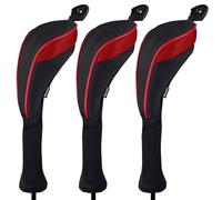 Andux Long Neck Golf Hybrid Club Head Covers with Dial No. Tag CTMT-01 (Black/Red,3pcs)