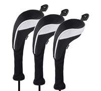Andux Long Neck Golf Hybrid Club Head Covers with Dial No. Tag CTMT-01 (Black/White,3pcs)
