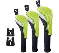 Andux 3pcs/Set Golf 460cc Driver Fairway Wood Club Head Covers Long Neck Green