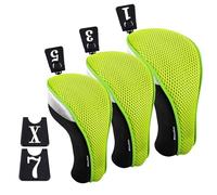 Andux 3pcs/Set Golf Club 460cc Driver Wood Head Covers with Interchangeable No. Tags Green Short Neck