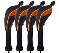 Andux 4 Pack Long Neck Golf Hybrid Club Head Covers Dial No. Tag CTMT-01 Black/Orange
