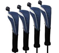 Andux 4 Pack Nylon Long Neck Golf Hybrid Club Head Covers with Dial No. Tag CTMT-03 Black/blue