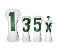 Andux 4Pack/set PU Large Number Golf 460cc Driver Fairway Woods Hybrids Club Head Covers White