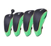 Andux 4Pcs/Set Gold Golf 460cc Driver Fairway Wood Club Head Covers Hook & Loop Green