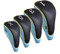 Andux 4Pcs/Set Gold Golf 460cc Driver Fairway Wood Club Head Covers Hook & Loop Light blue