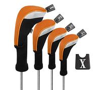 Andux 4pcs/Set Golf Fairway Wood Club Head Covers 460cc Driver with Long Neck Orange