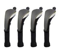 Andux 4Pcs/Set Long Neck Gold Golf Hybrids Club Head Covers with Dial No. Tag MT/HY15 (Black)