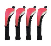 Andux 4Pcs/Set Long Neck Gold Golf Hybrids Club Head Covers with Dial No. Tag MT/HY15 (Red)