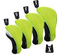 Andux 4pcs/Set Mesh Golf 460cc Driver Fairway Wood Club Head Covers with Interchangeable No. Tags Green