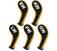 Andux 5Pack Golf Wedge Irons Club Head Covers NO. on both Sides Long Neck with Zipper MT/S18 （Black/yellow）